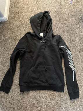Victoria's Secret PINK Black Pullover Hoodie with Sequin Detail
